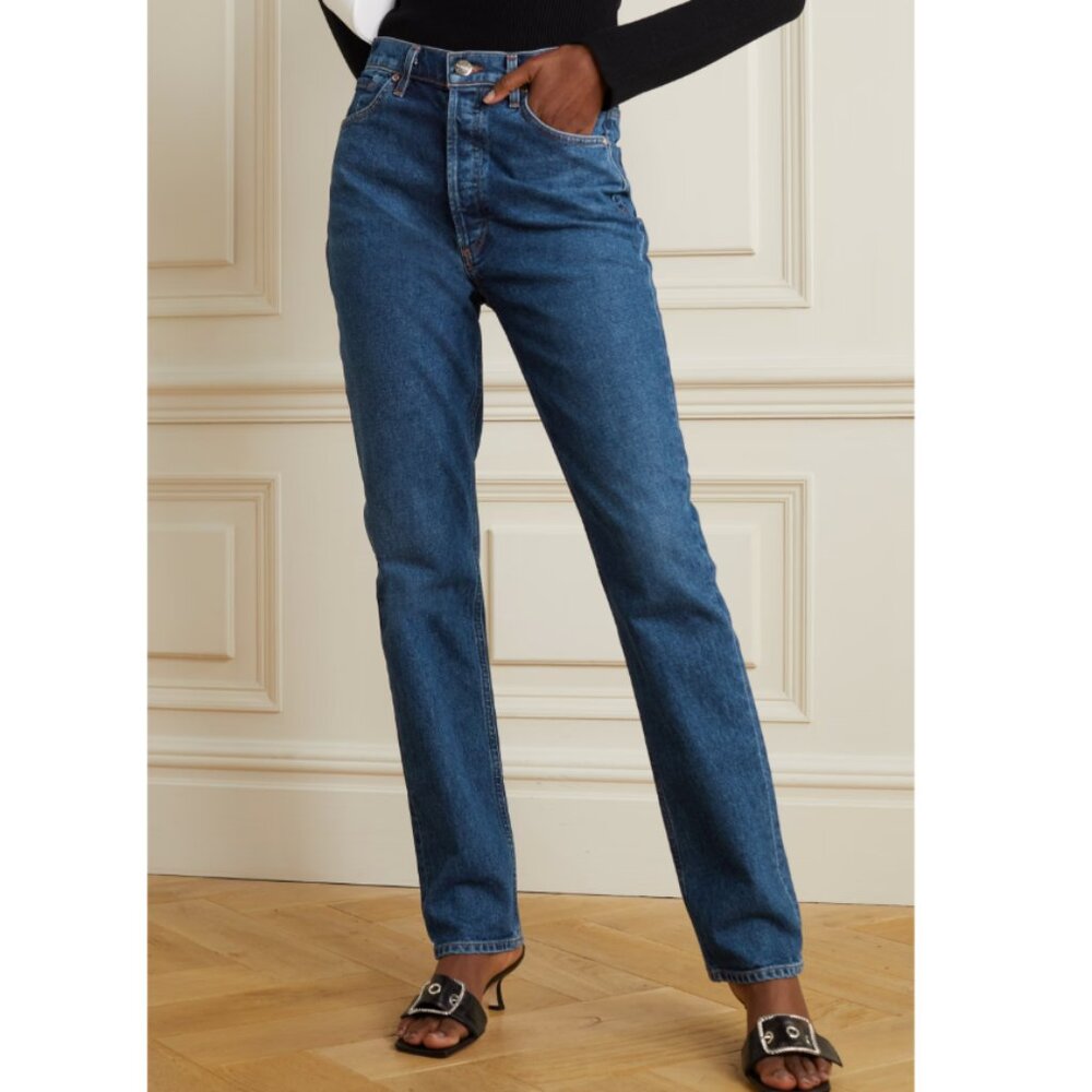 GOLDSIGN Lawler high-rise slim-leg jeans size 31 mid denim